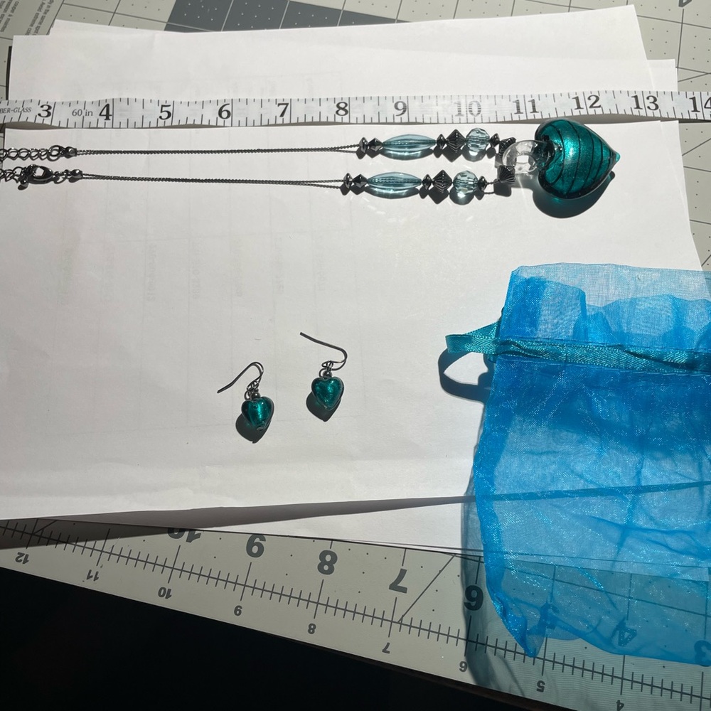 Elegant Blue Heart Jewelry Set